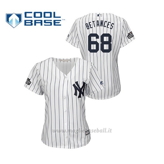Maglia Baseball Donna New York Yankees 68 Dellin Betances Cool Base 2019 London Series Bianco